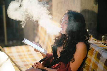 girl with hookahの写真素材