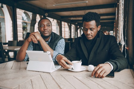 man in cafeの写真素材