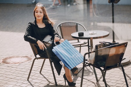 Girl on shoppingの写真素材