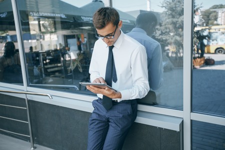 businessman with tabletの写真素材