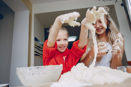 family in the kitchenの写真素材