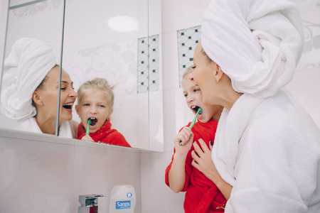 a family bathroomの写真素材