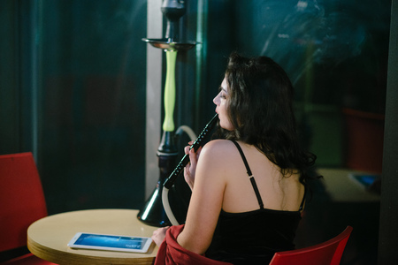 girl with hookahの写真素材