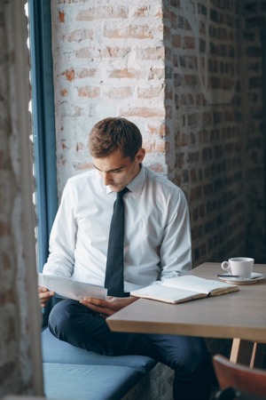 businessman in cafeの写真素材