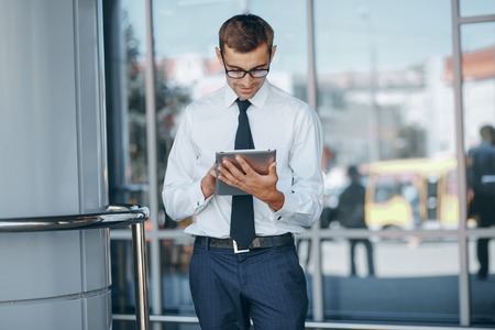 businessman with tabletの写真素材