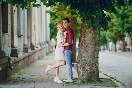 couple in a townの写真素材