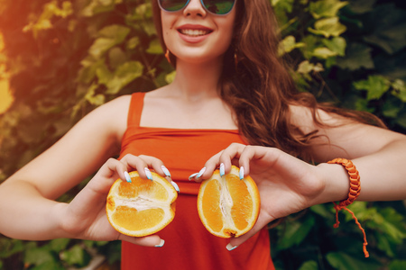girl with fruitの写真素材