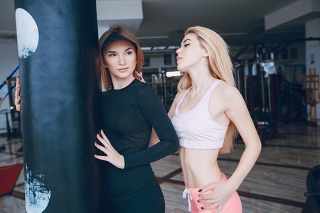 girls in a gymの写真素材