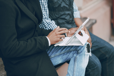 men in cityの写真素材