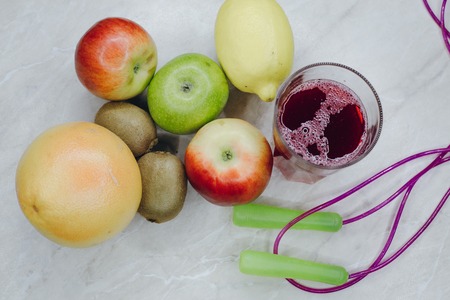 delicious fresh fruit are on the tableの写真素材