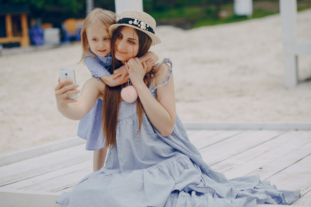 Mother with daughtersの写真素材