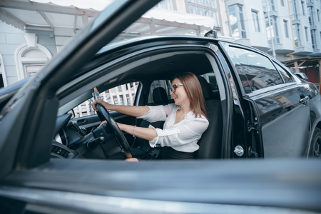Business woman in car