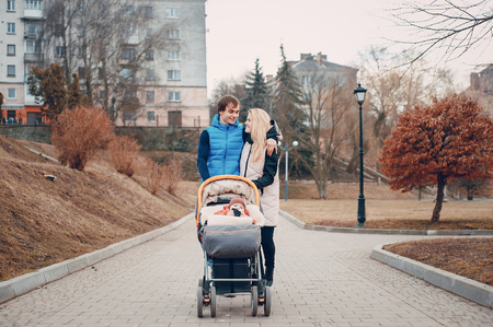 family on a walkの写真素材