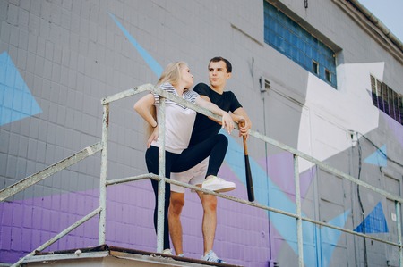 couple doing sporty activities togetherの写真素材