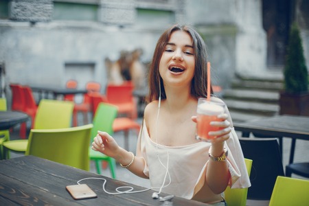 girl with cocktailの写真素材