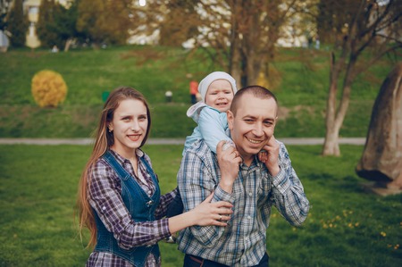 family in a parkの写真素材
