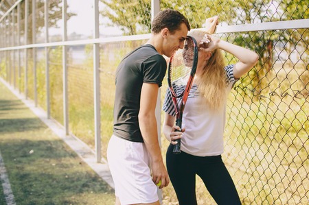 couple doing sporty activities togetherの写真素材