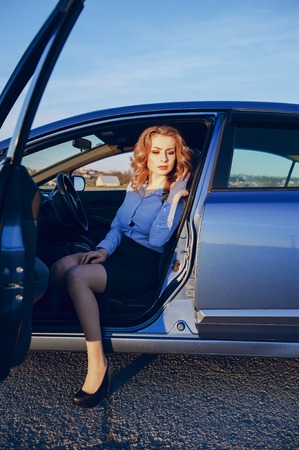 girl in a carの写真素材