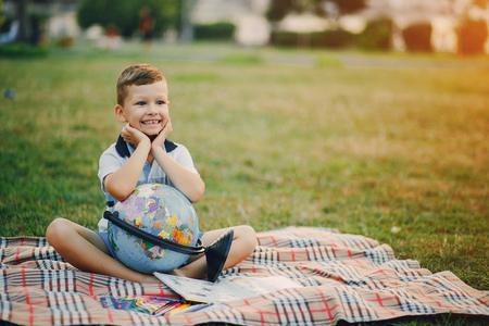 boy in a parkの写真素材