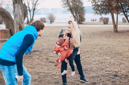 family in a parkの写真素材