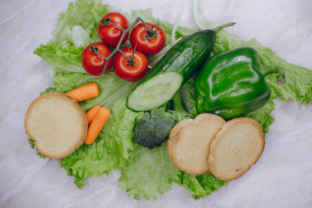 vegetables on the tableの写真素材