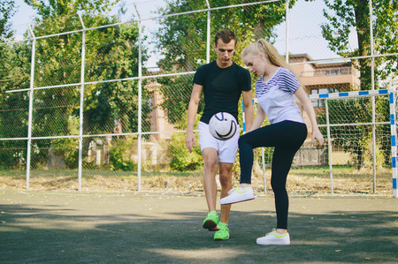 couple doing sporty activities togetherの写真素材
