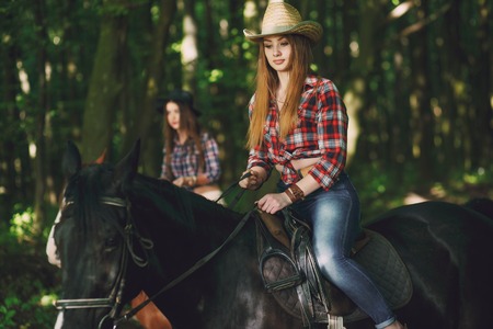 girl with horseの写真素材