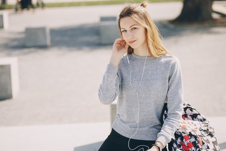 sporty girl in the parkの写真素材