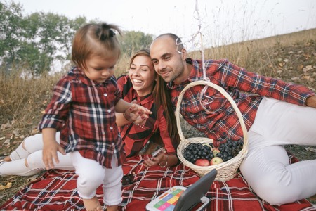 family in a field