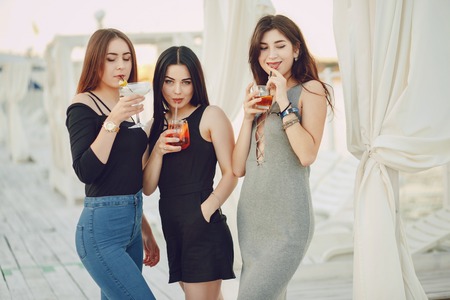 girls with cocktailsの写真素材