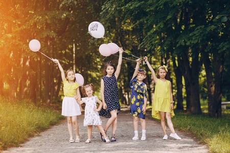 Children with ballonsの写真素材