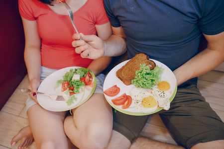 couple in a kitchenの写真素材