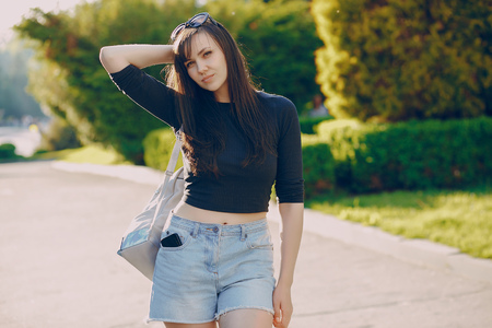 girl in the townの写真素材