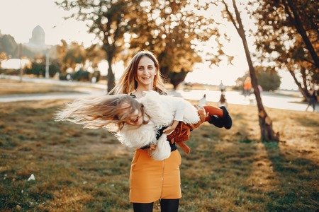 Mother with little daughterの写真素材
