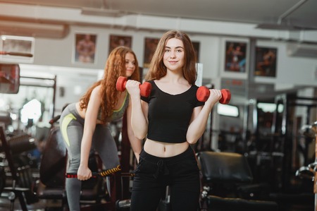 girls in a gymの写真素材