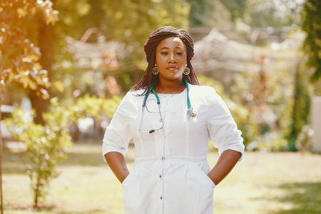 Black girl with stethoscopeの写真素材
