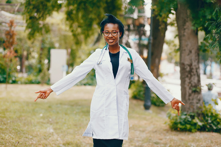 Black girl with stethoscopeの写真素材