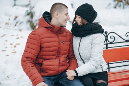 couple in winterの写真素材