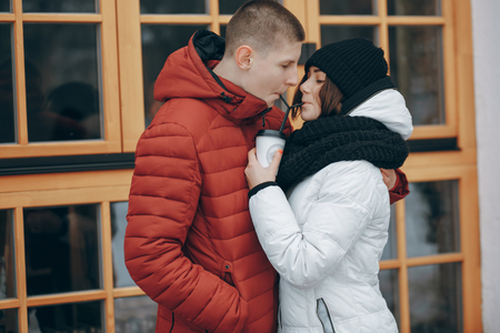 couple in winterの写真素材