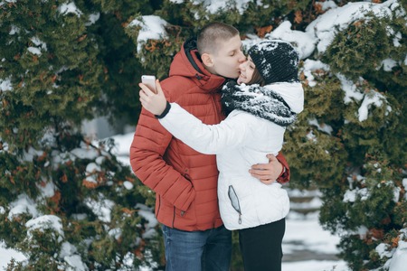 couple in winterの写真素材