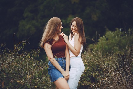 girls in the parkの写真素材