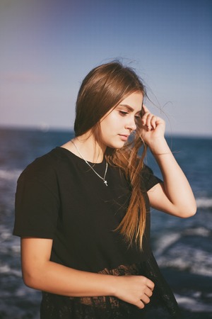 girl by the seaの写真素材