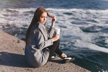 girl by the seaの写真素材