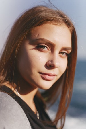 girl by the seaの写真素材