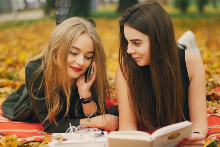 girls in a parkの写真素材