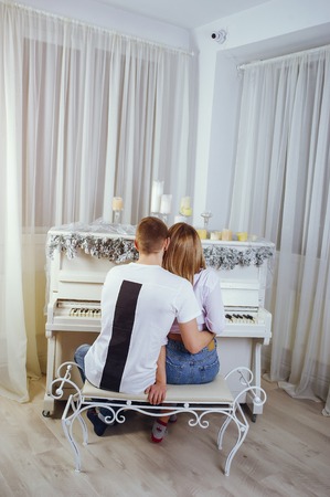 couple in homeの写真素材