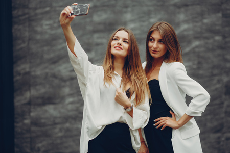 Fashion girls in a city
