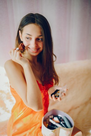 Girl with cosmeticの写真素材