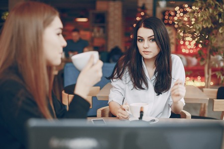 businesswoman in cafeの写真素材