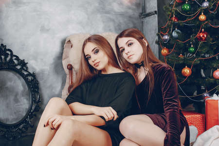 Girl with champagneの写真素材